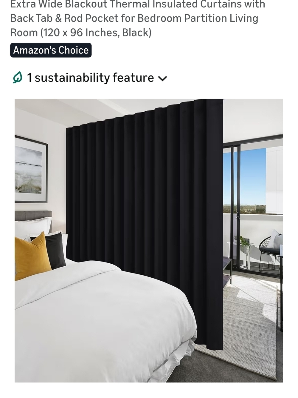 Amazon Black Extra Wide Blackout Thermal Curtain Panel
